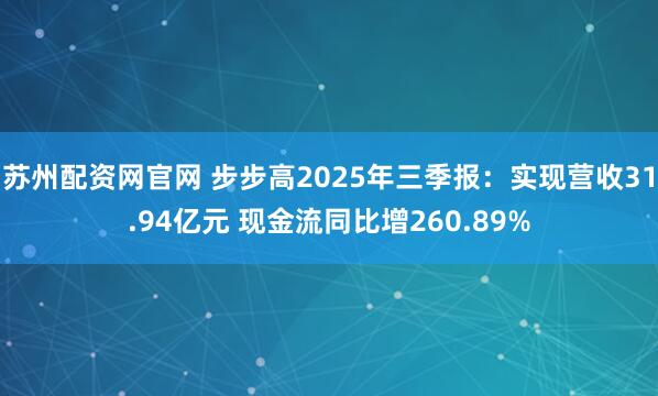 苏州配资网官网 步步高2025年三季报：实现营收31.94亿元 现金流同比增260.89%